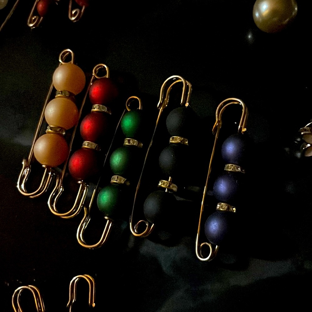 Beautiful jeweled Safety Pins